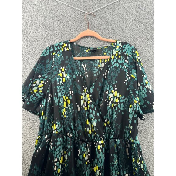 Torrid Womens Abstract Print Short Sleeve Dress Size 2 With Pockets - Picture 4 of 8